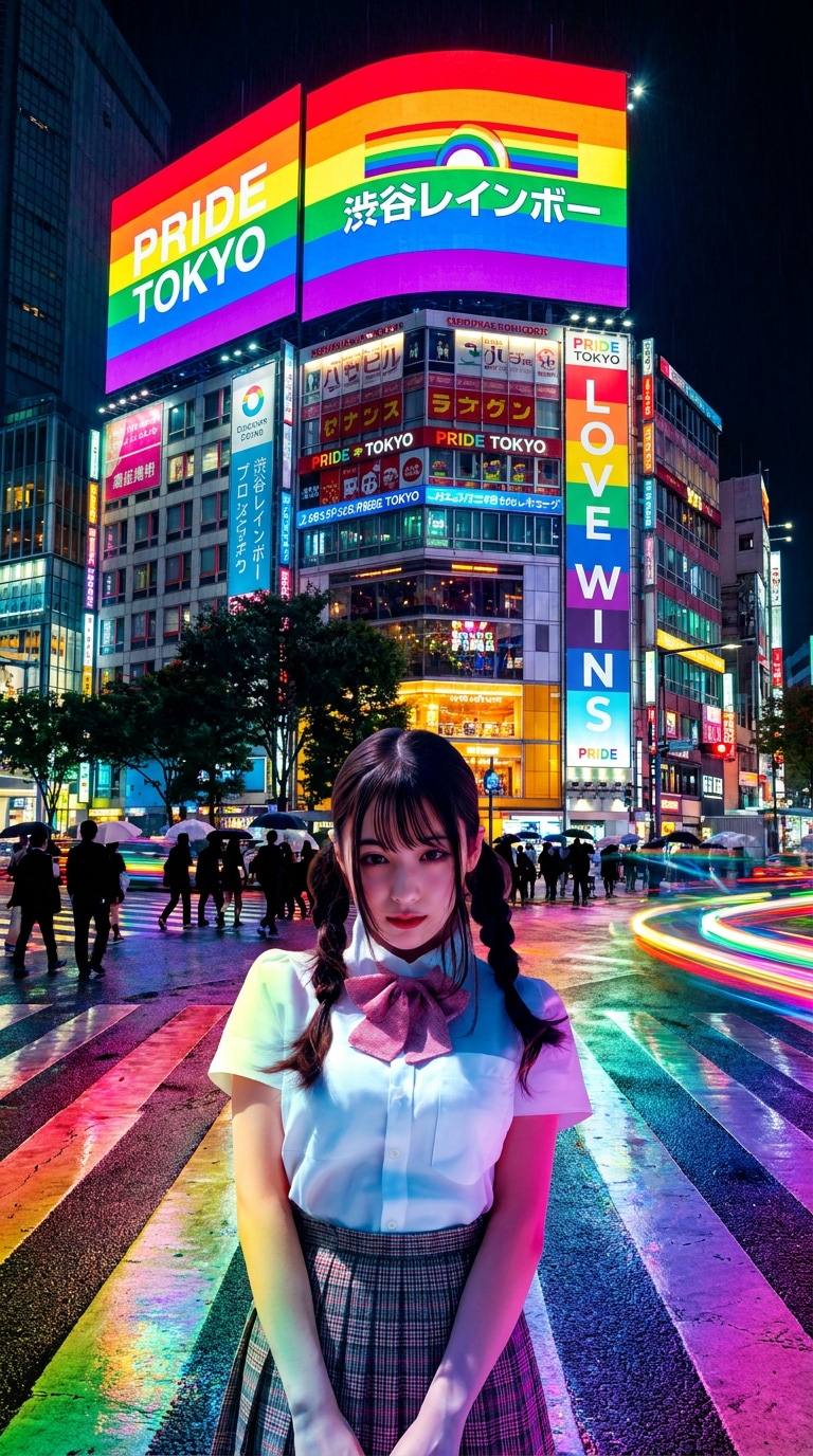 Shibuya rainbow street AI画像