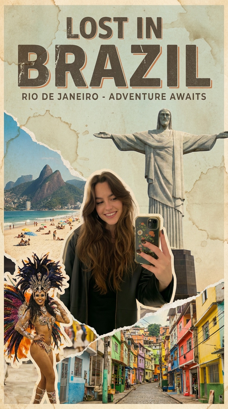 Lost in Brazil Retro Travel Poster