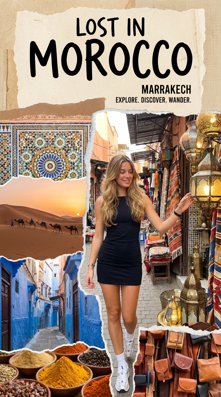 Lost in Morocco Cultural Collage Poster