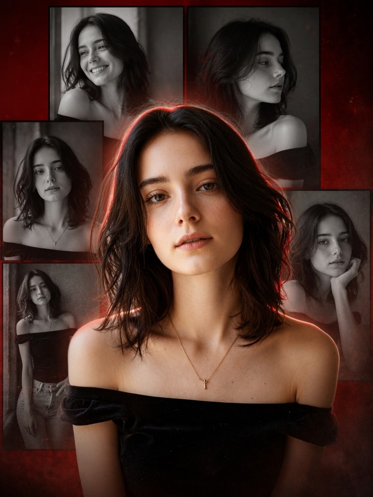 Cinematic Multi Panel Portrait AI tribute poster prompt