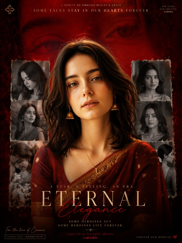 South Indian heroine AI tribute poster generated with prompt