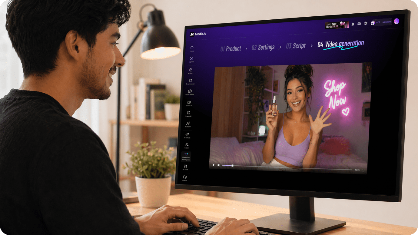 4-step editable wizard for creating UGC video ads without editing skills