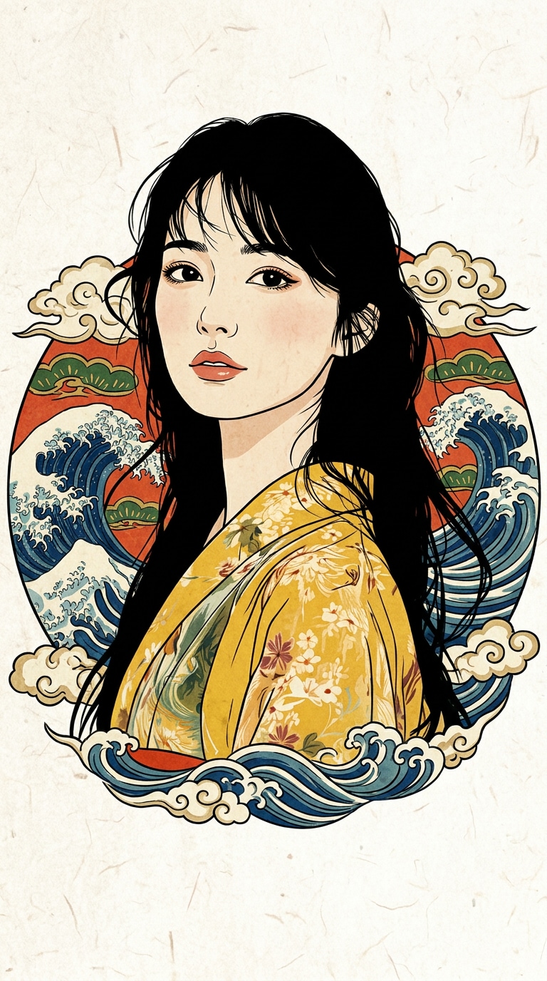 浮世絵風SNS投稿画像