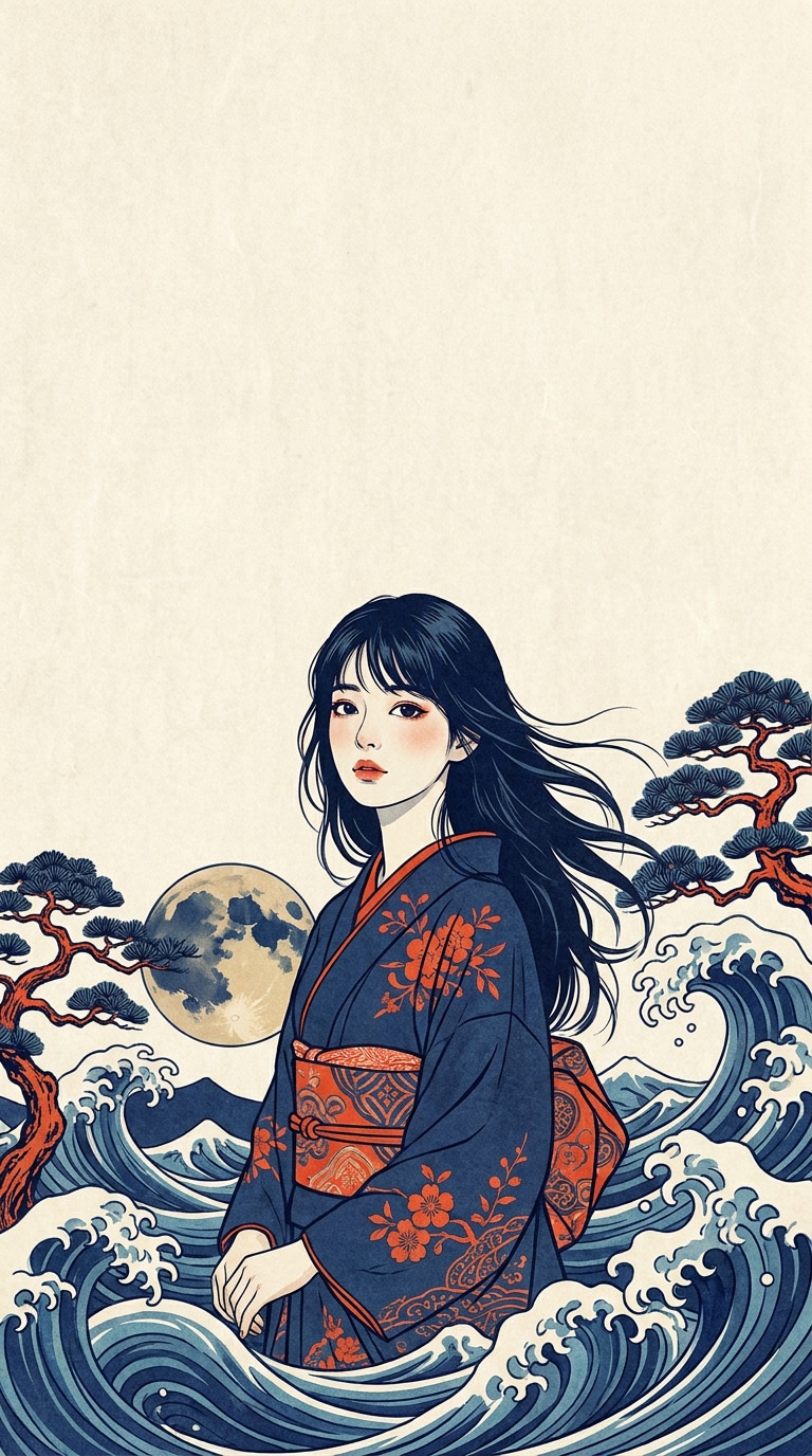 浮世絵風スマホ壁紙プロンプト