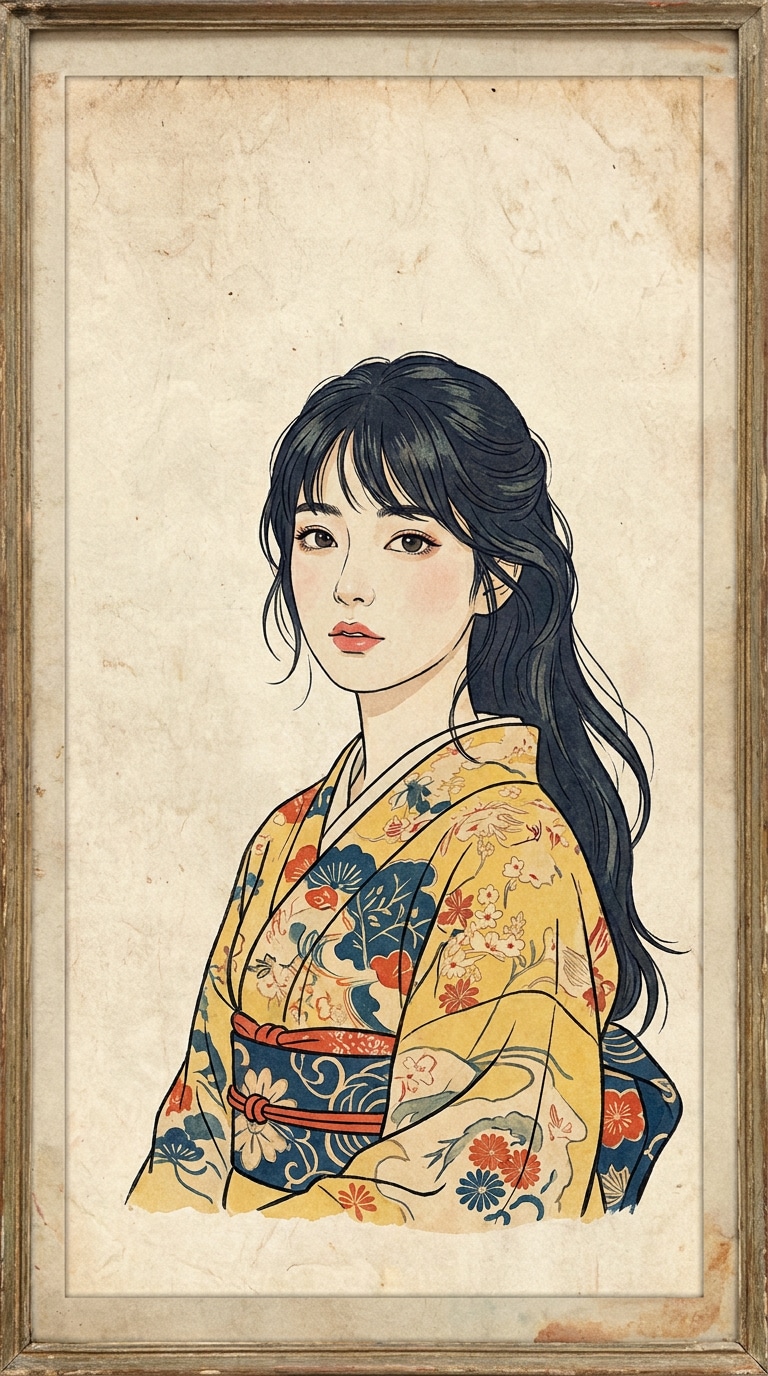 写真を浮世絵化するAI画像素材