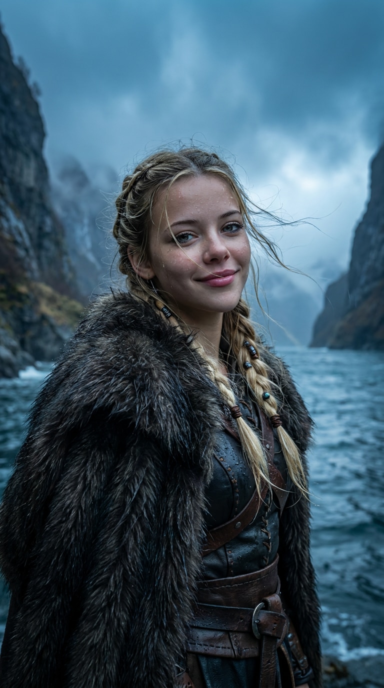 Stormy Fjord Viking Portrait Prompt