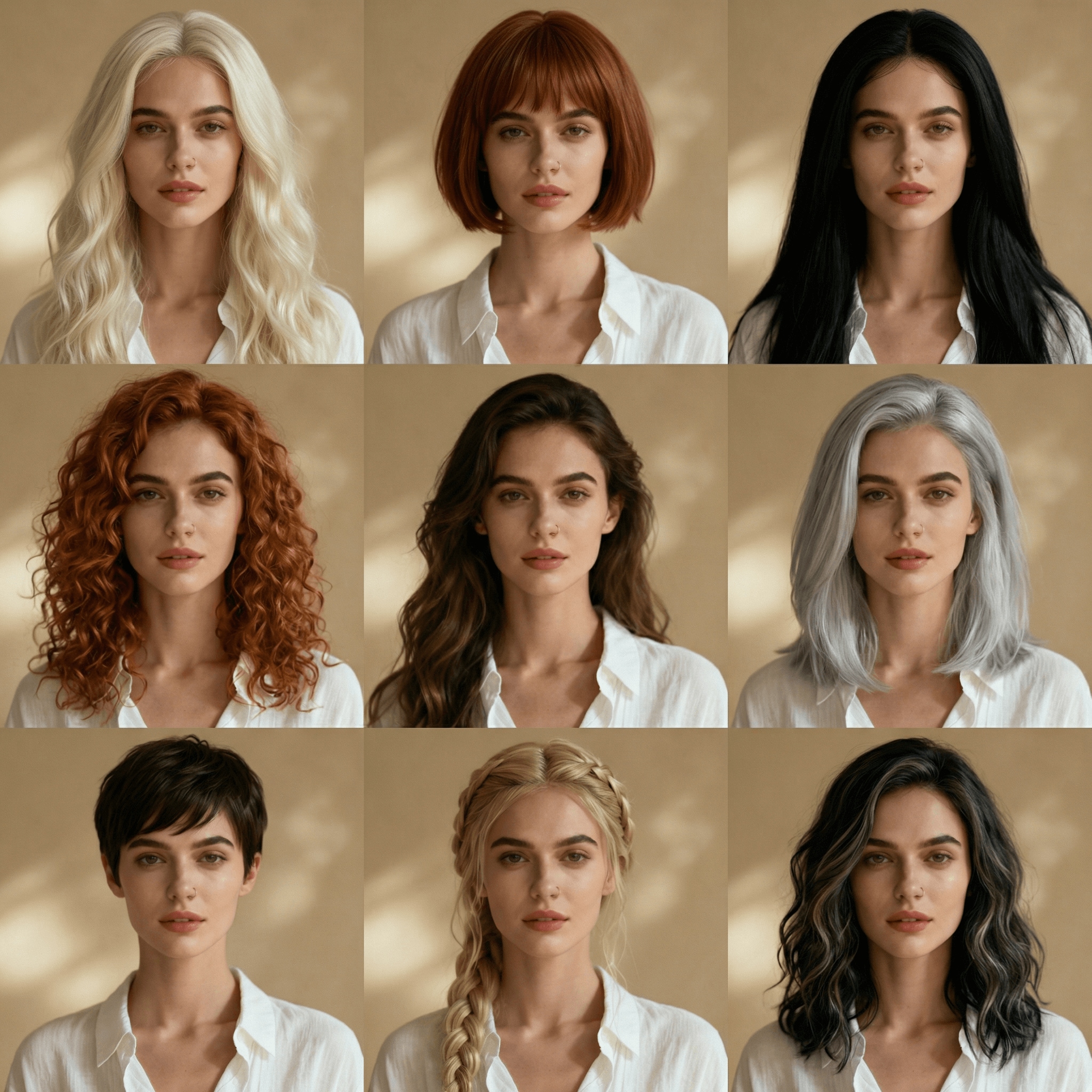 AI wigs try-on for white female