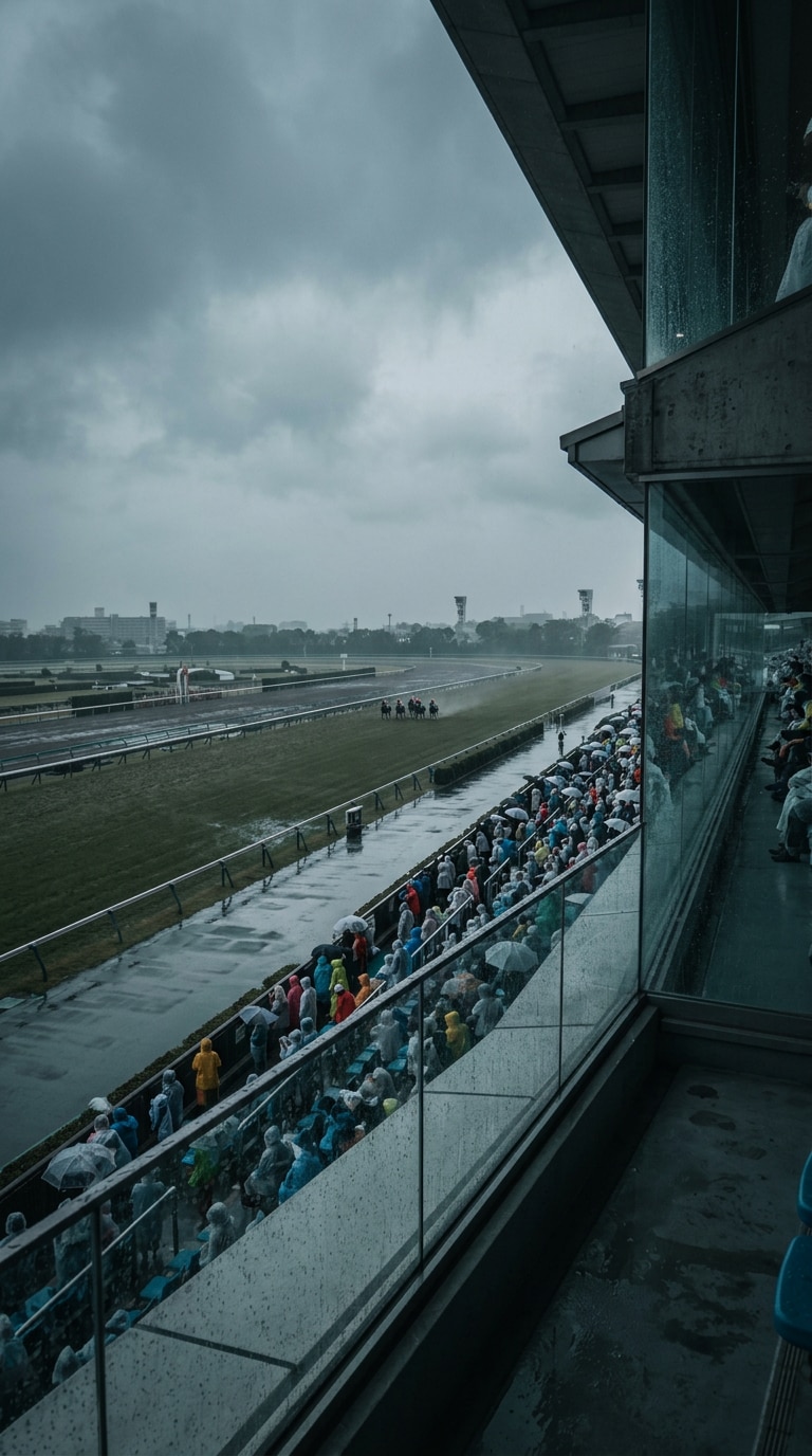雨の東京競馬場