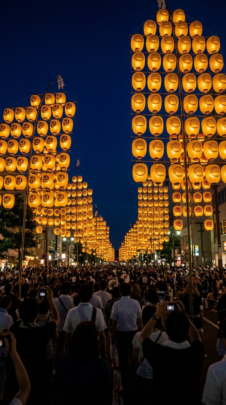 秋田竿燈まつりAI画像プロンプト集｜竿灯祭り素材