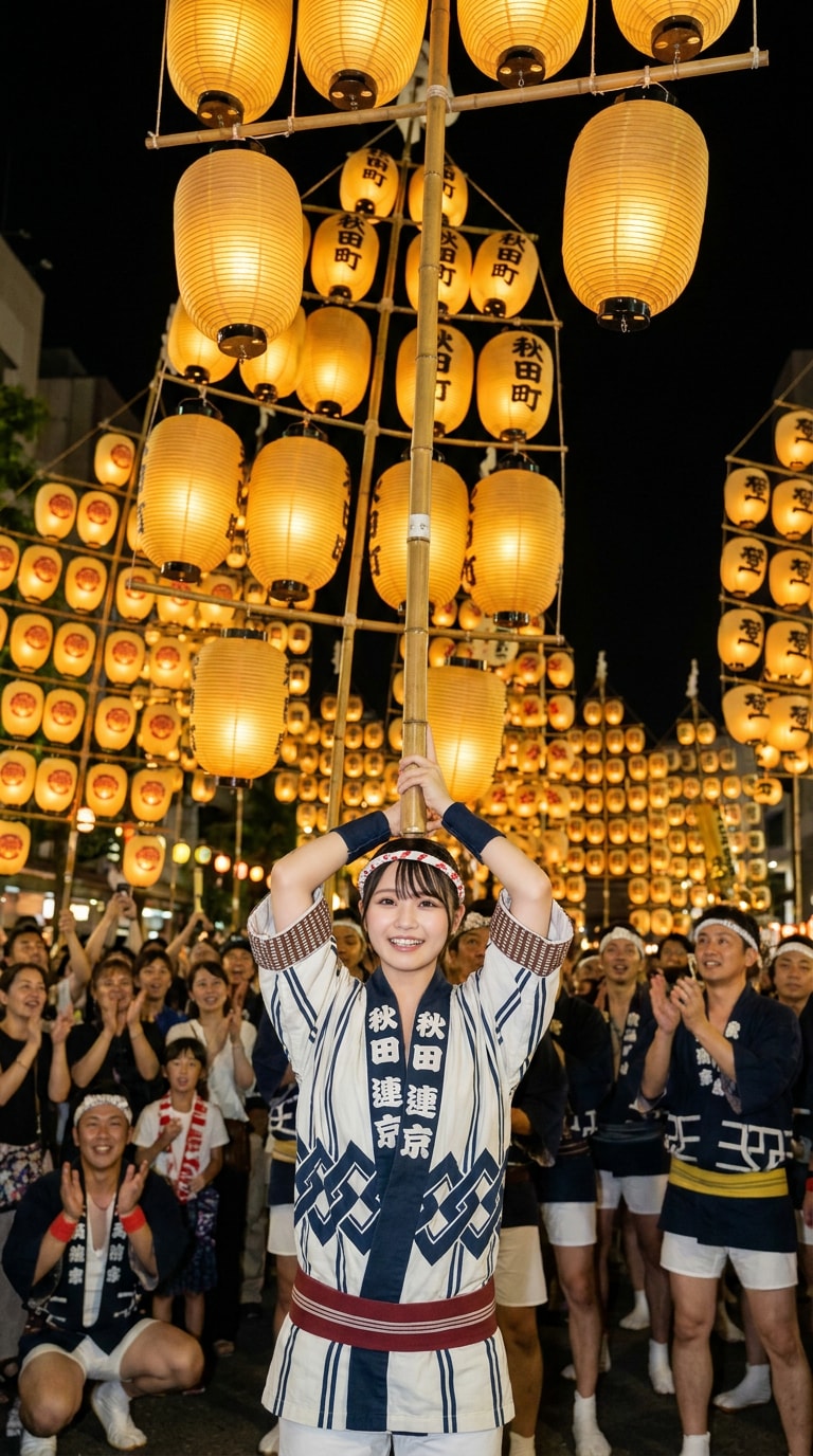 竿燈の夜景AI画像素材