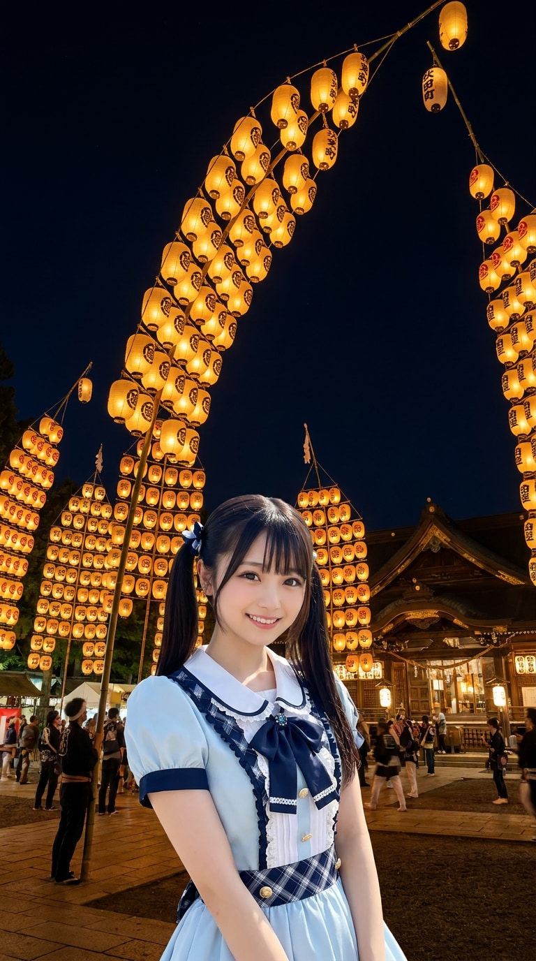 稲穂のような竿燈AI画像プロンプト