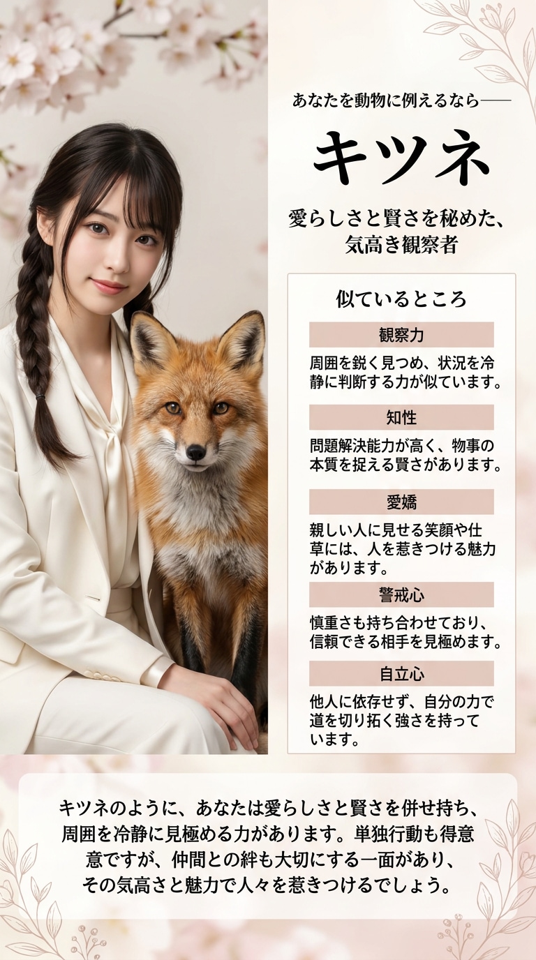 隠れた動物タイプAI診断の生成例
