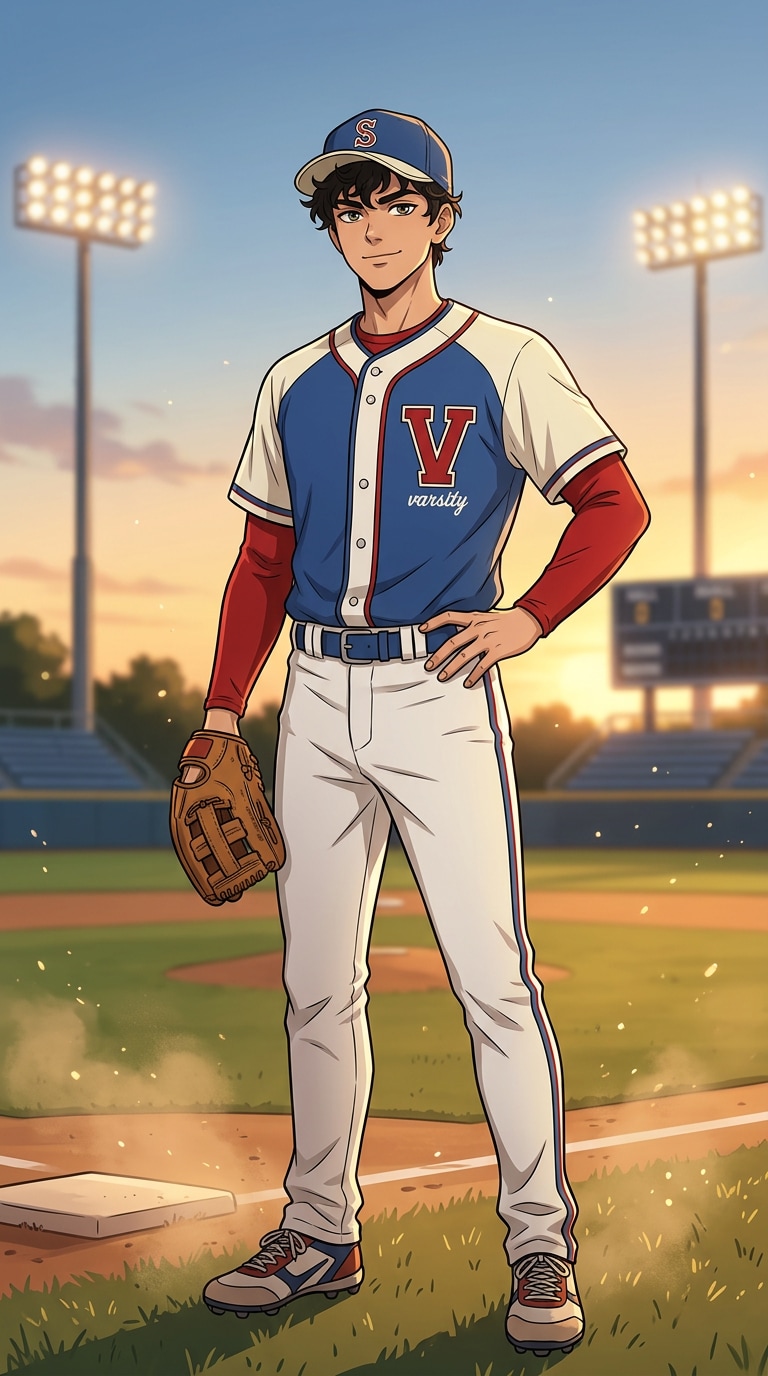 Anime baseball player AI art prompt result
