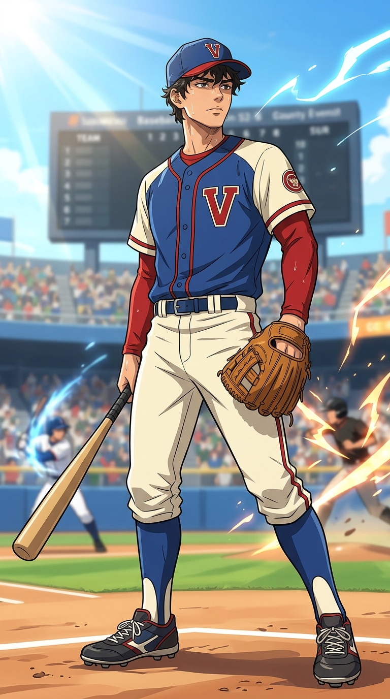Reference image anime baseball player prompt