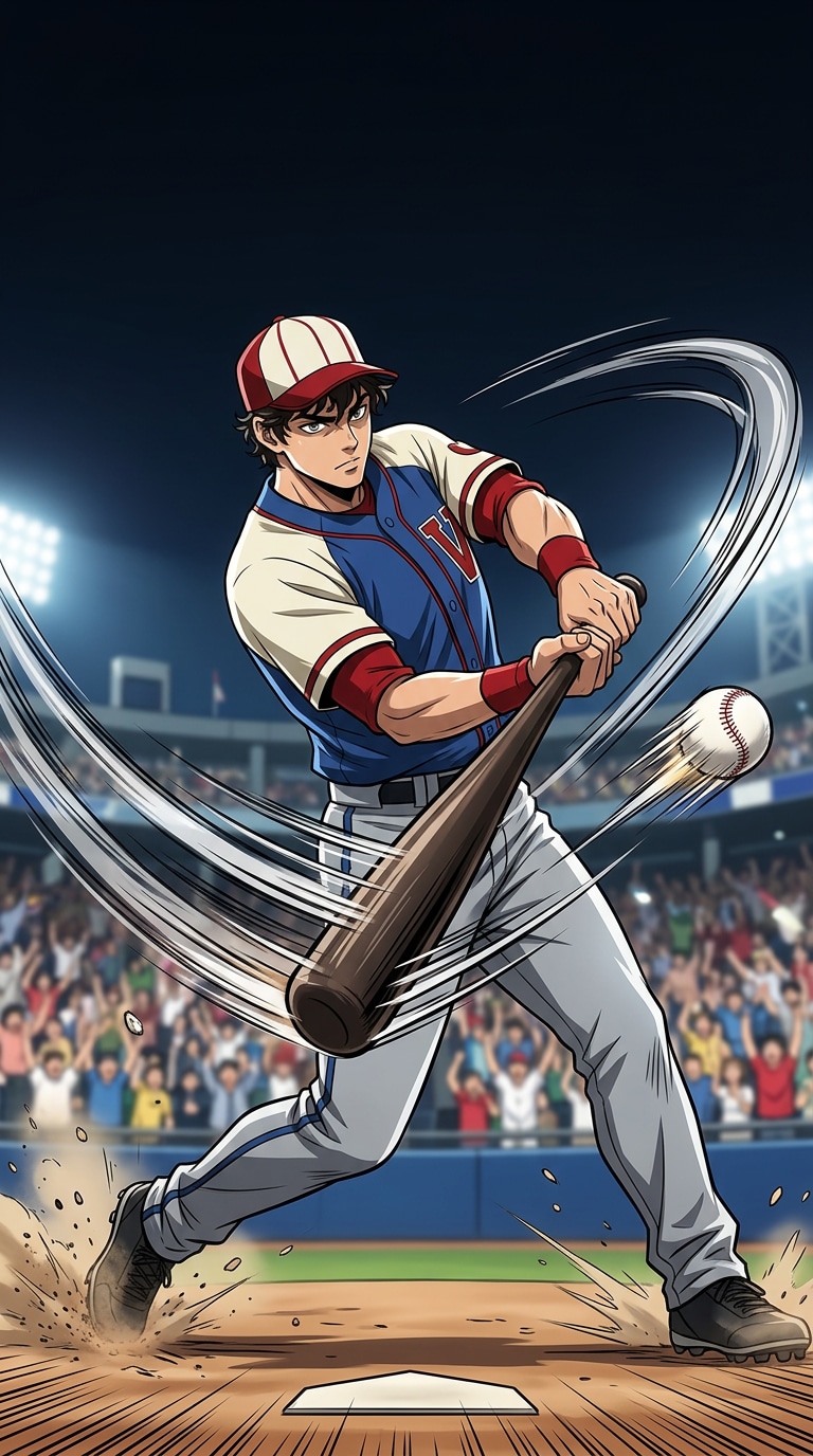 Anime baseball batter AI art prompt