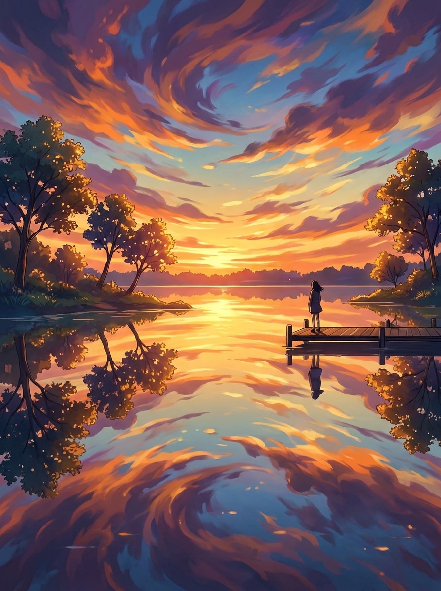 Anime Lake Scenery