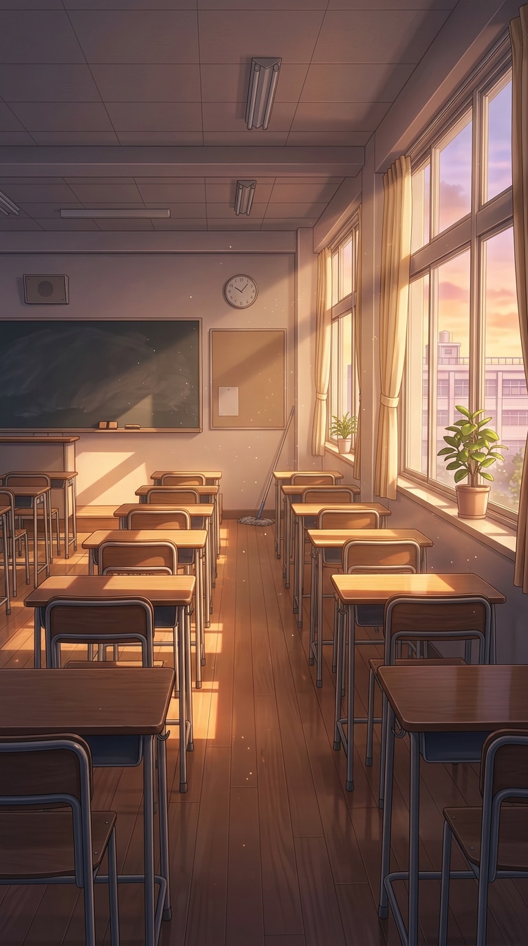 anime school classroom background prompt for AI image generator