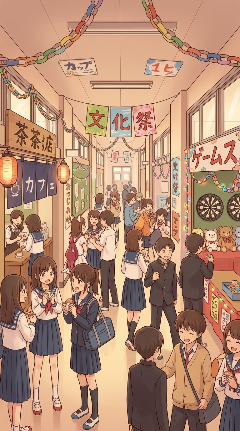 anime school festival background prompt