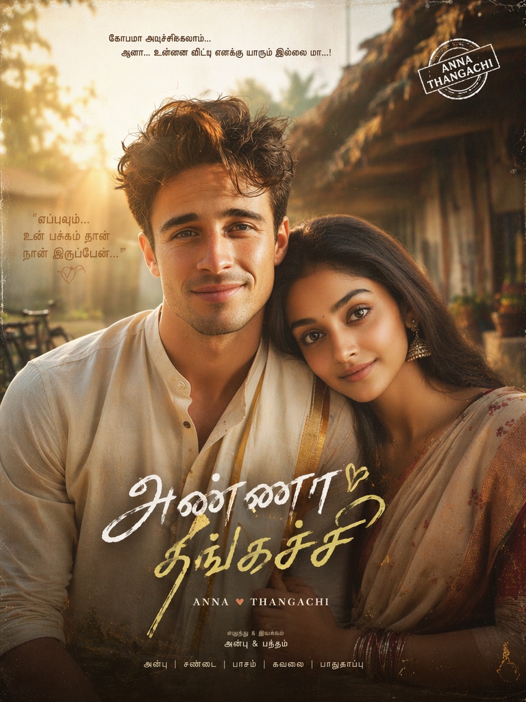 Rustic Tamil Sibling Poster Anna Thangachi Prompt ChatGPT