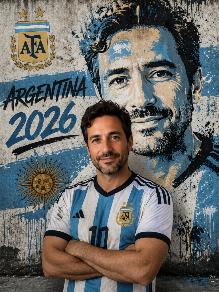 Ultra sharp cinematic portrait created with Argentina Graffiti Prompt