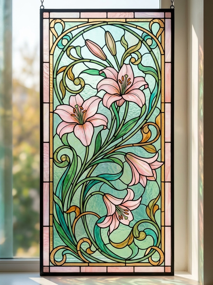 Art Nouveau Floral Glass