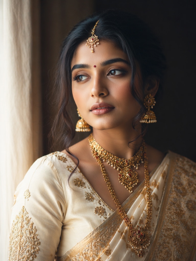 Natural Window Light Assamese Bride