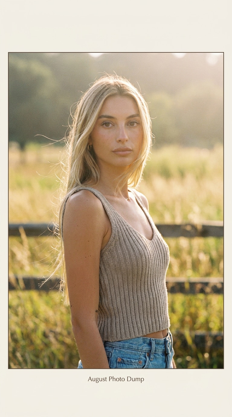 August photo dump AI generator golden hour selfie