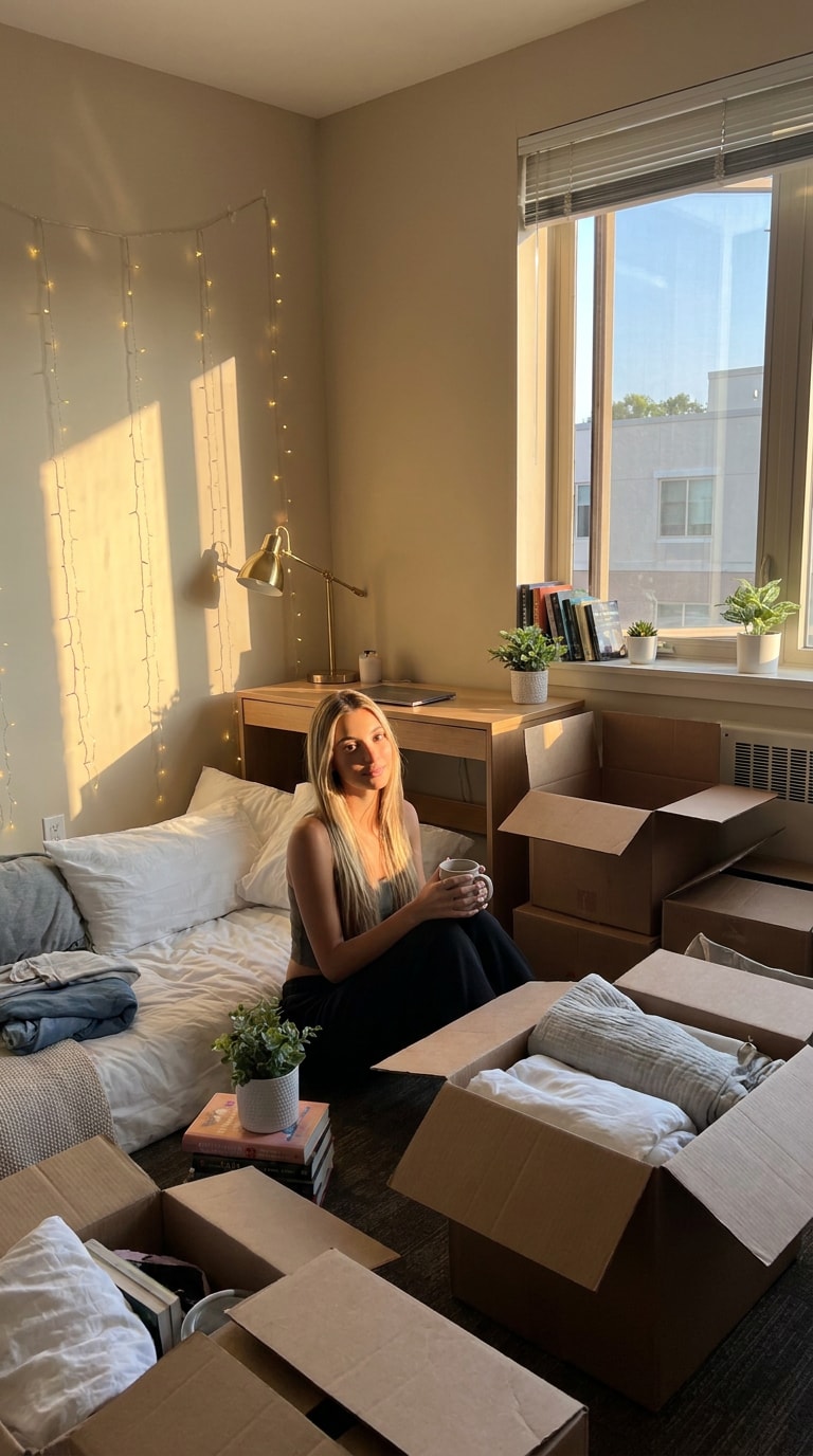 Dorm room August AI photo prompt