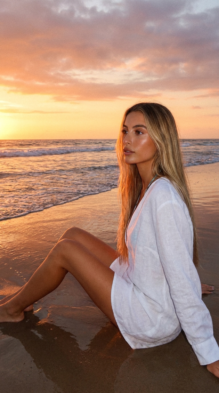Beach sunset August photo dump AI prompt