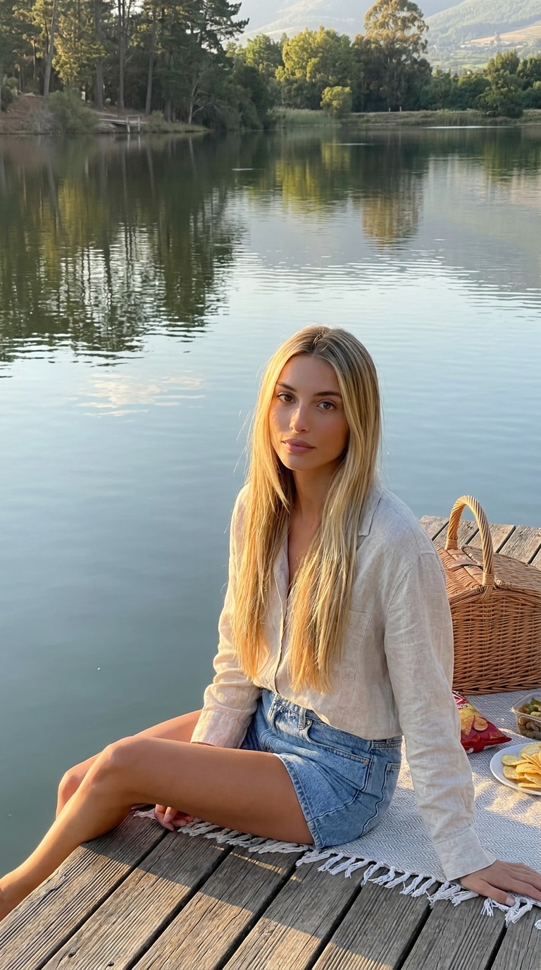Lake weekend August AI photo prompt