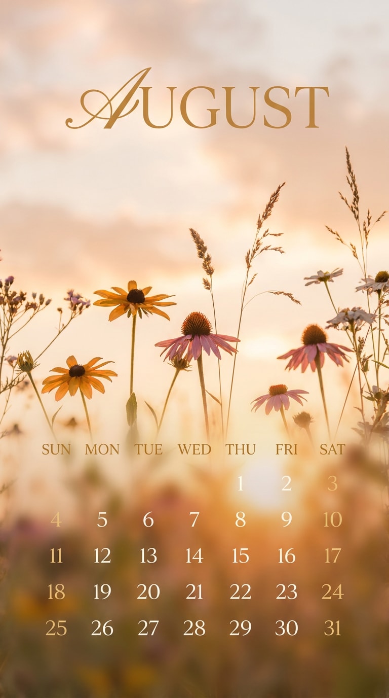August calendar wallpaper AI prompt