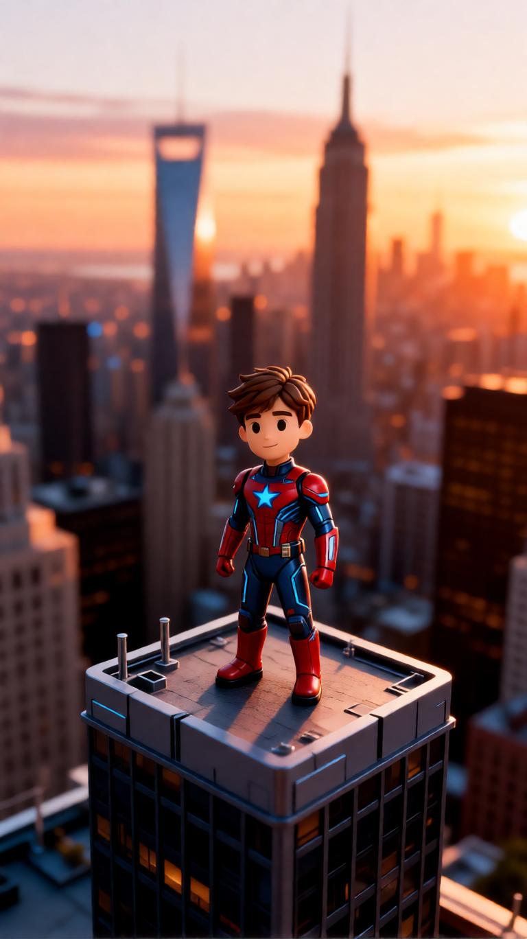 Ant sized city hero poster prompt
