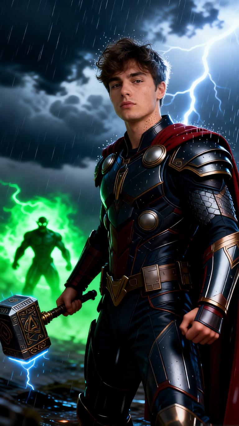 Thunder hero versus Doom prompt