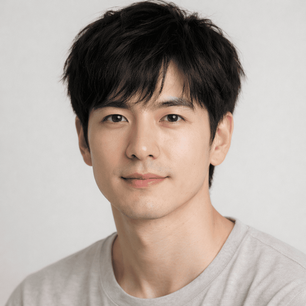 Asian father portrait example for baby predictor AI