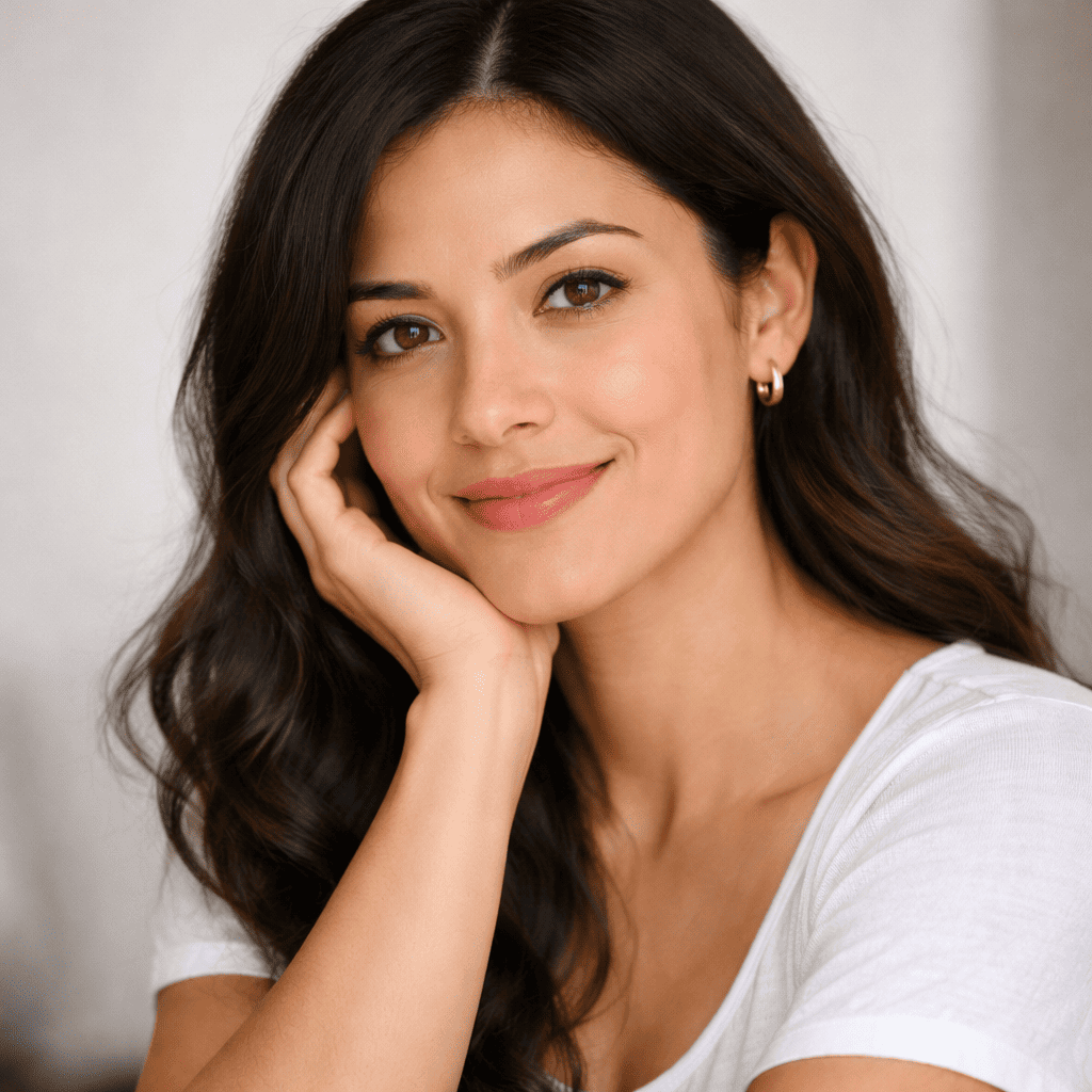 Latina mother portrait example for baby predictor ai