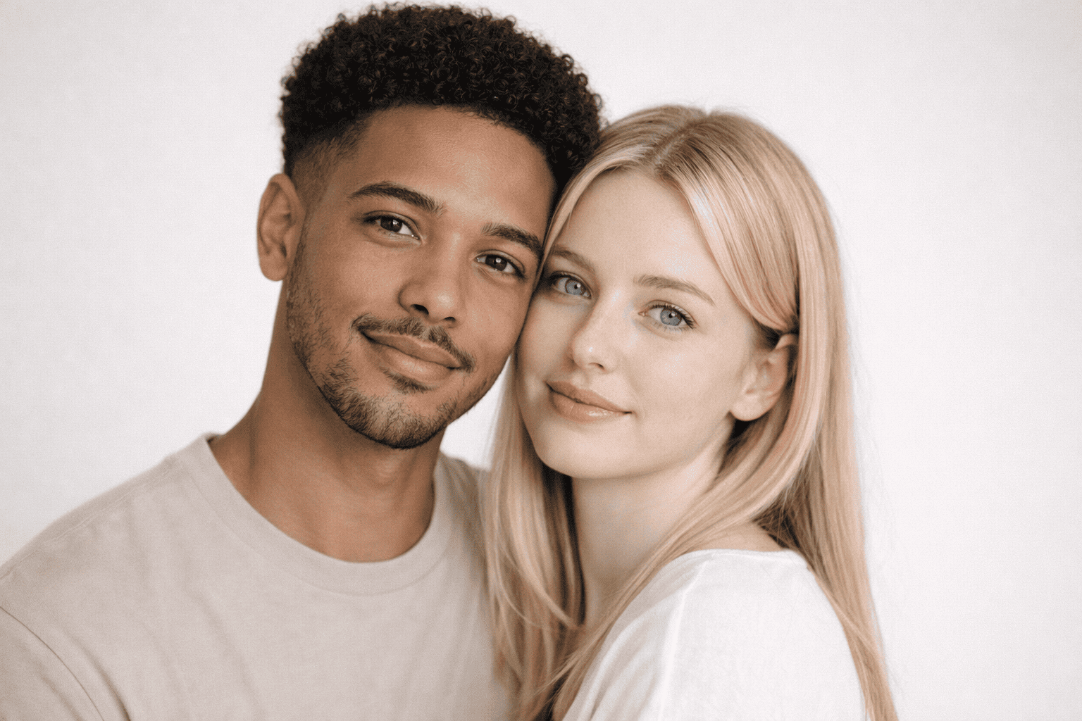Mixed race couple photo example for future baby face generator