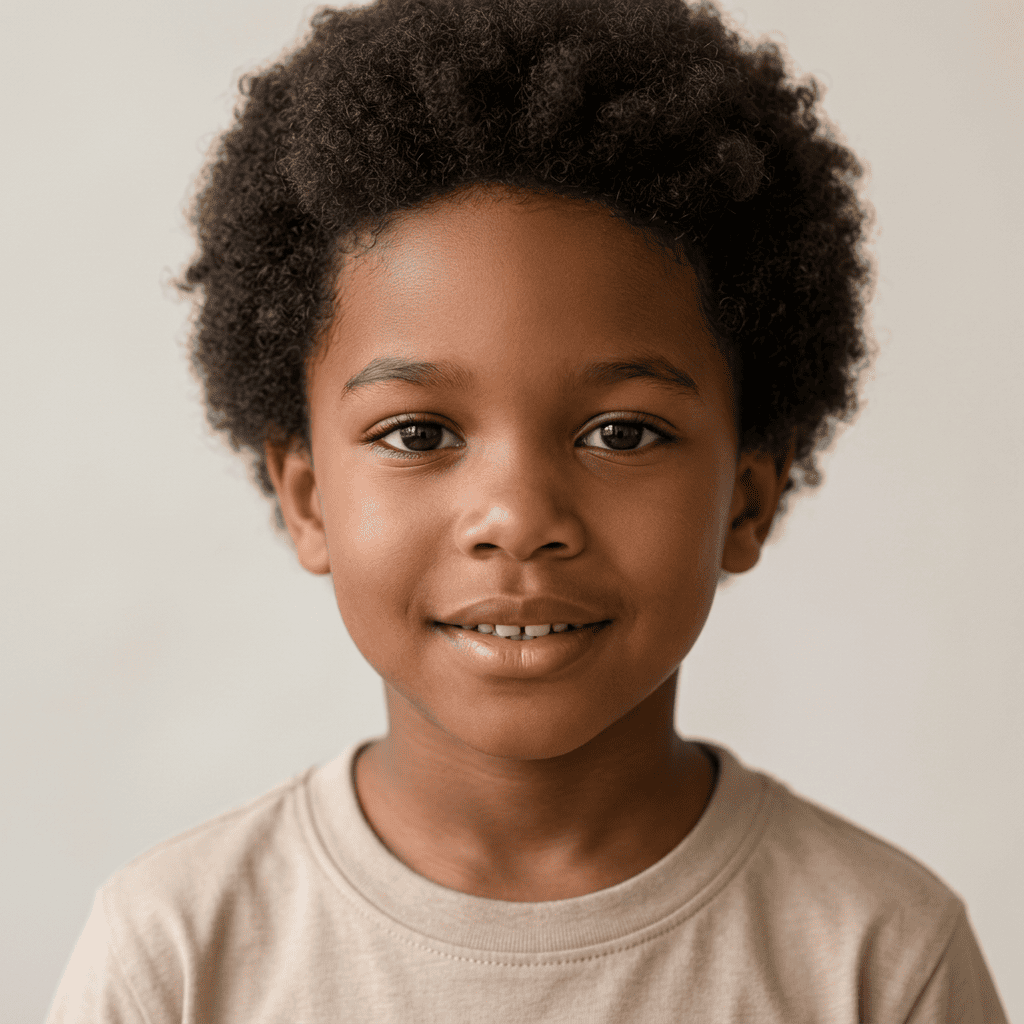 AI young boy result generated from parent portraits