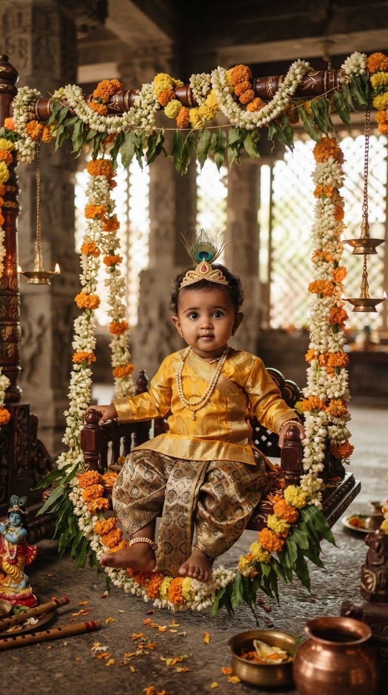 Temple Jhula Janmashtami AI Image