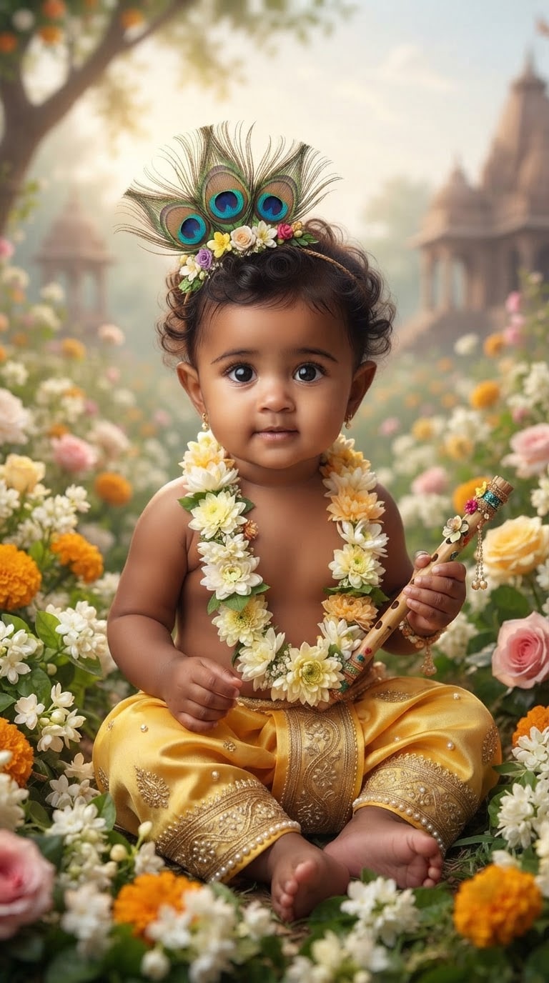 Vrindavan Baby Krishna AI Photo Editing Prompt