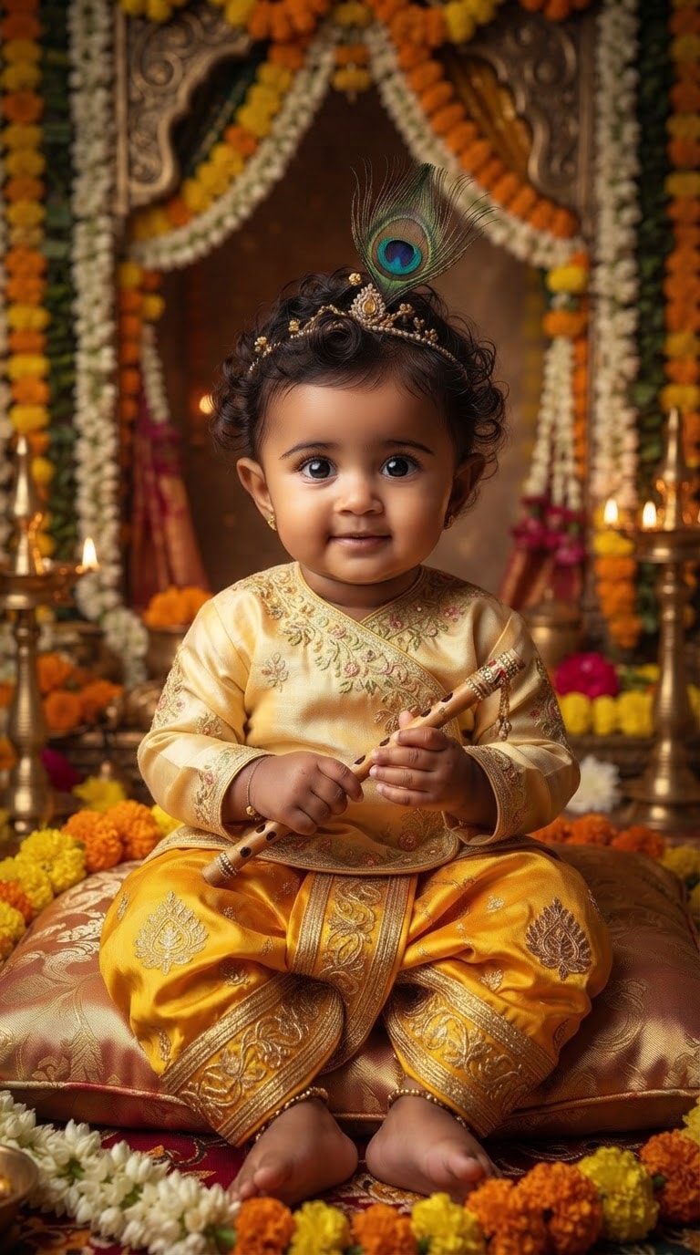 Baby Krishna Flute AI Prompt