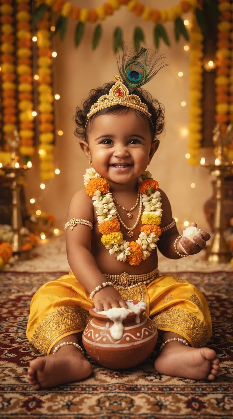 Vrindavan Baby Krishna AI Prompt