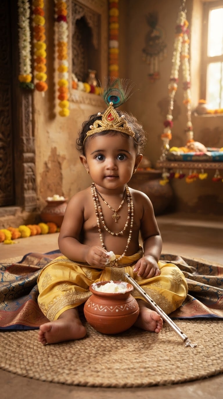 Baby Krishna Flute AI Photo Prompt