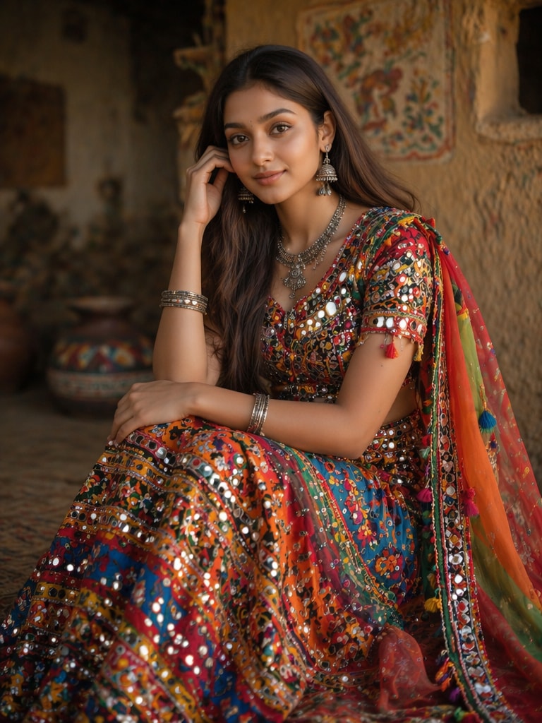 Traditional Banjara Sitting Pose Prompt