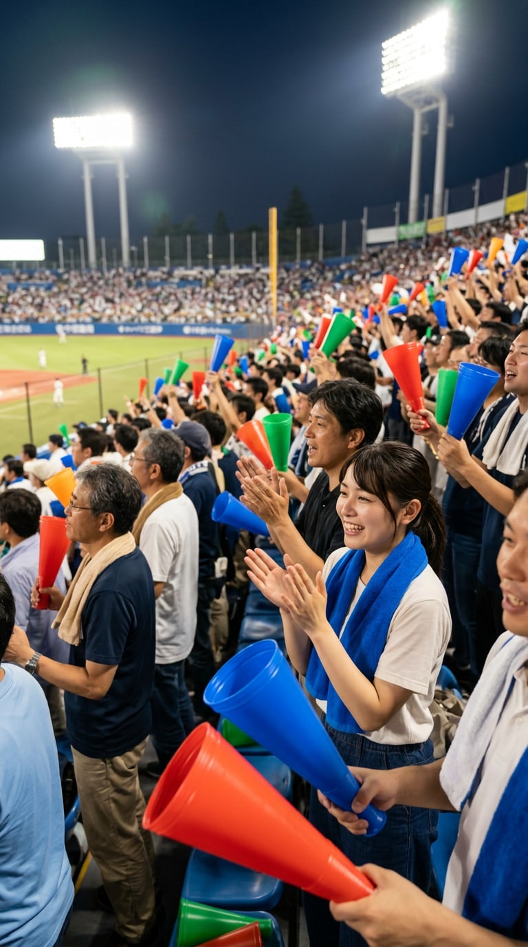 Japanese Baseball Fans Megaphone Towel AI Prompt