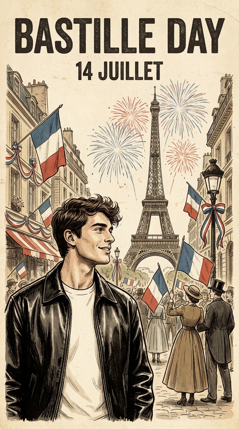 Vintage July 14 poster prompt