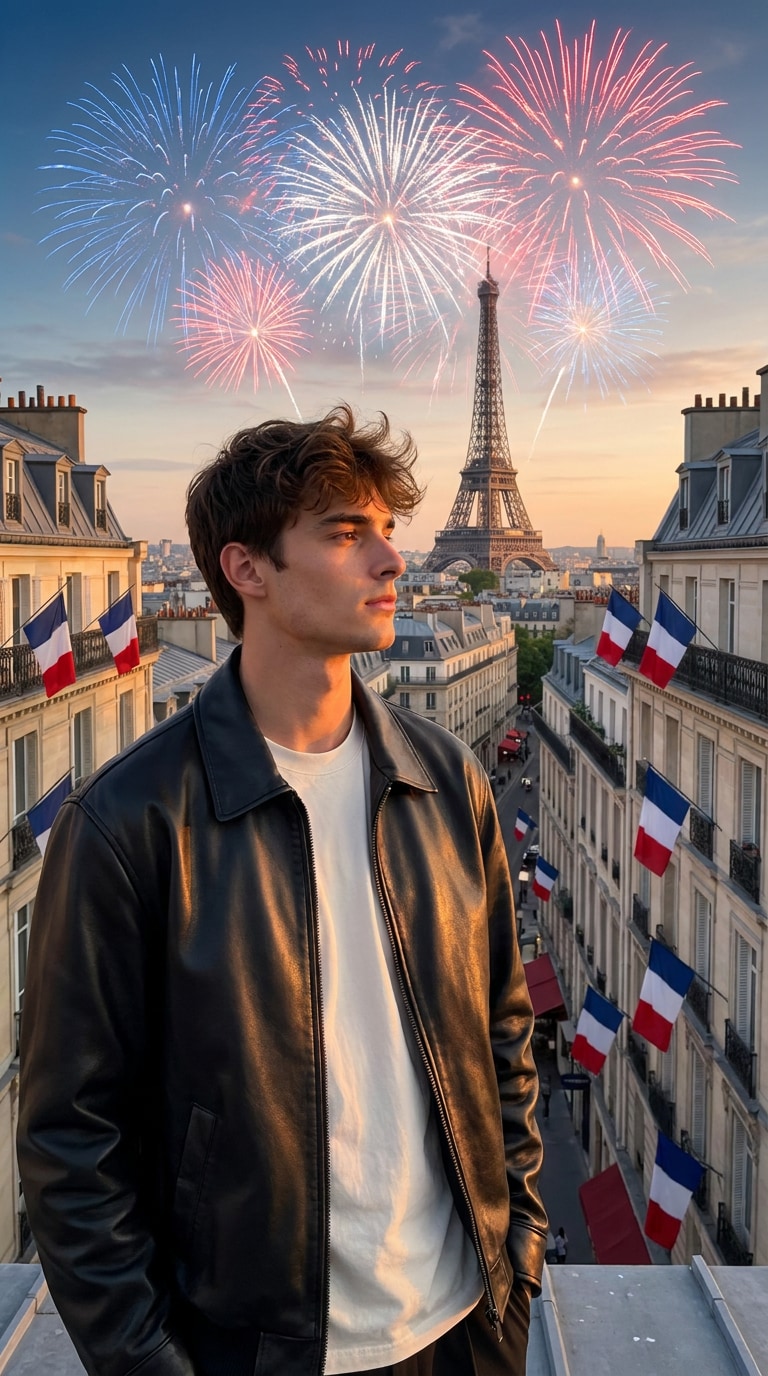 Rooftop Paris Bastille Day prompt