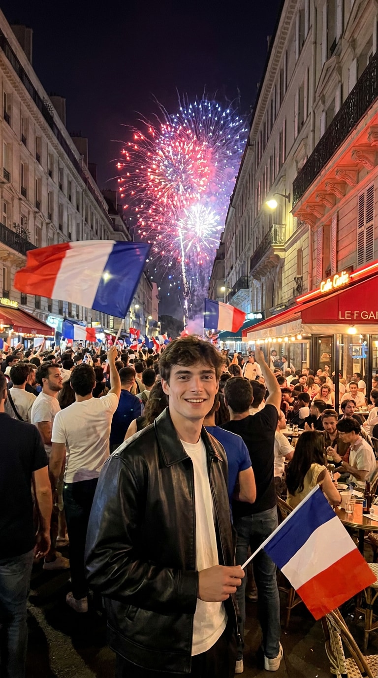 Paris street crowd fireworks prompt