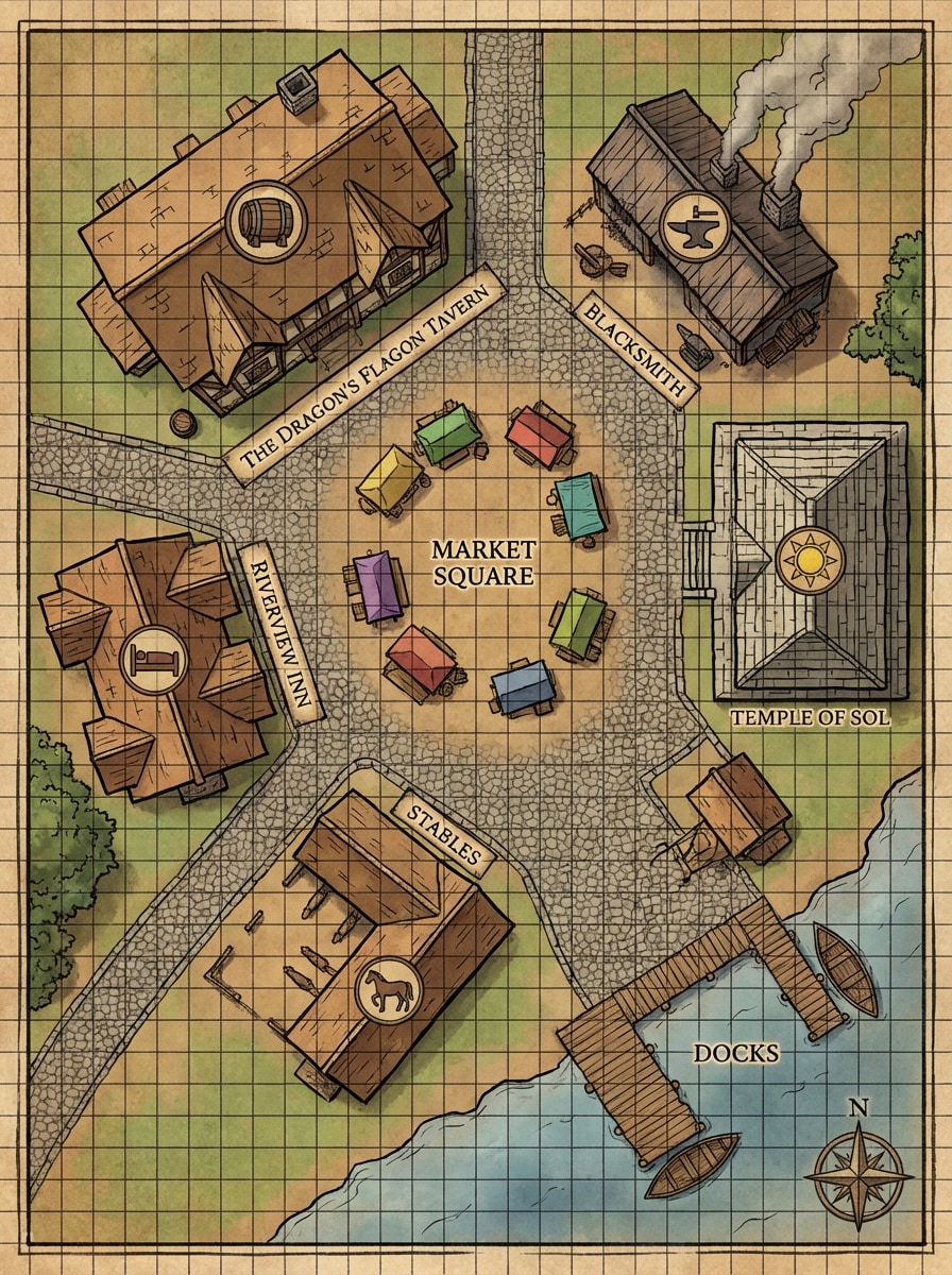 Battlemap Town Layout