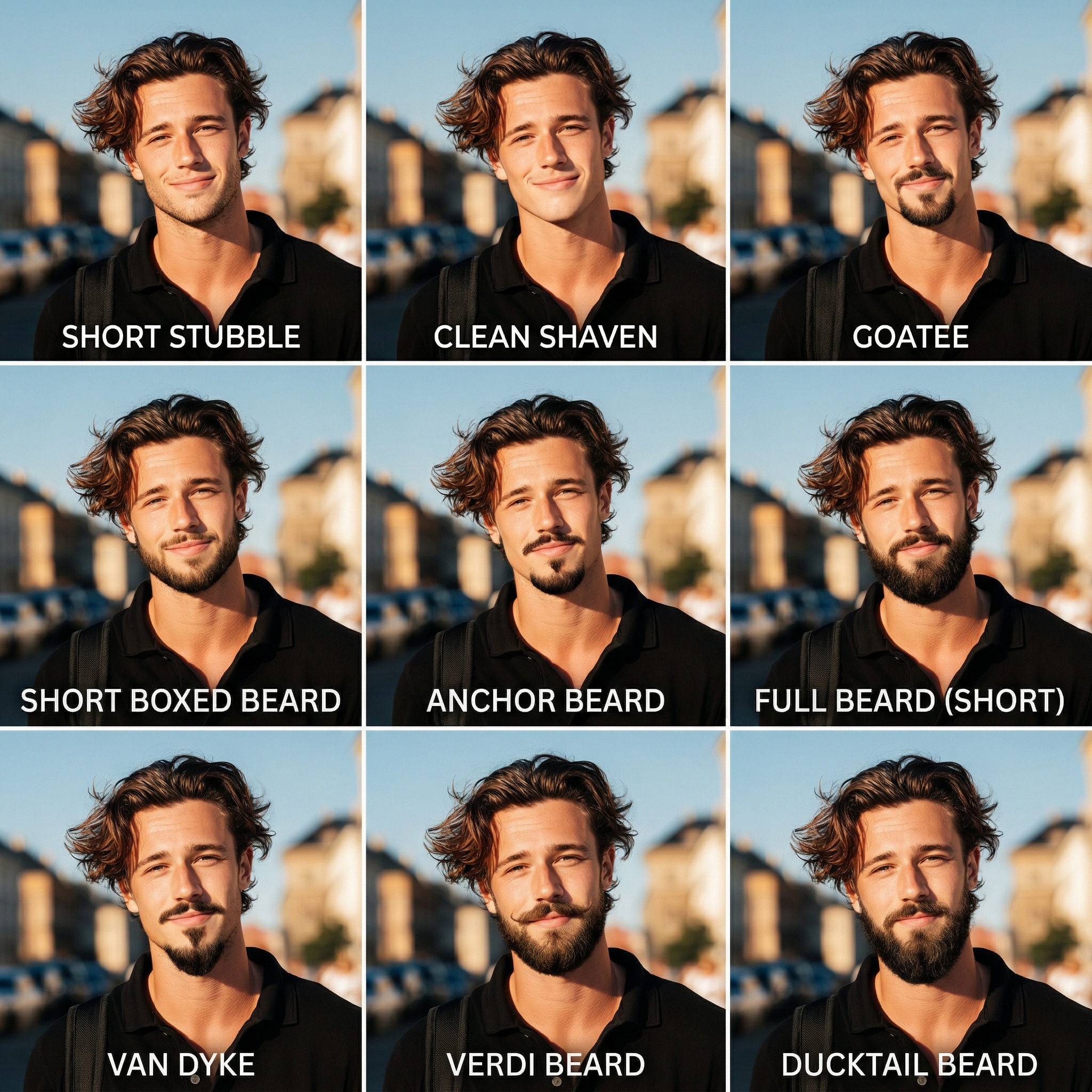 Virtual beard try-on 9 styles grid