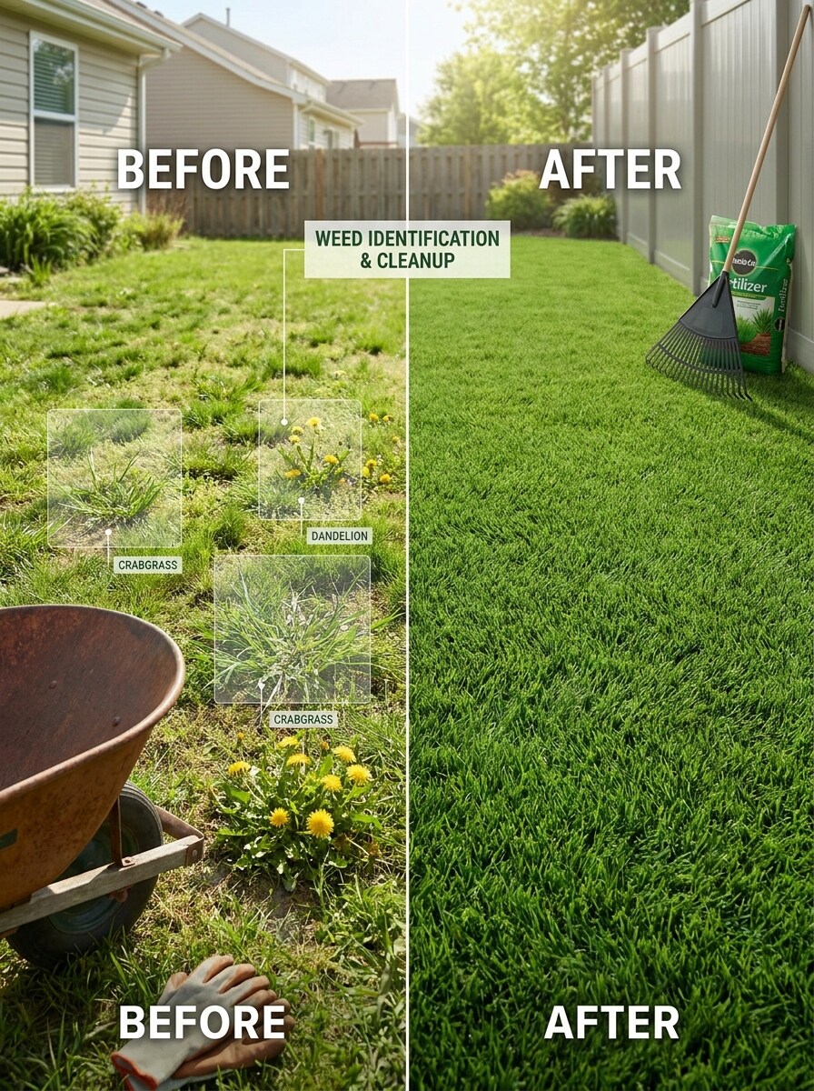 Before-and-After Lawn Weed Check